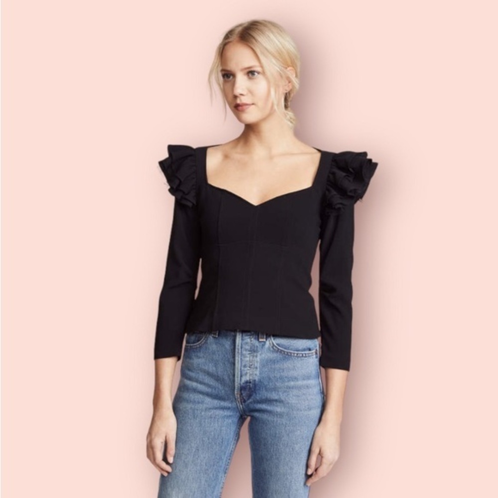 Cinq á Sept Sweetheart Ruffle Sleeve Top Small